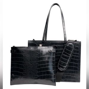Beis Work Tote Black Croc